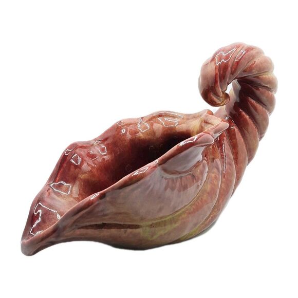 Vintage MCM Gonder Pottery 521 Cornucopia Mottled Mauve Ceramic Planter Vase - Picture 4 of 8